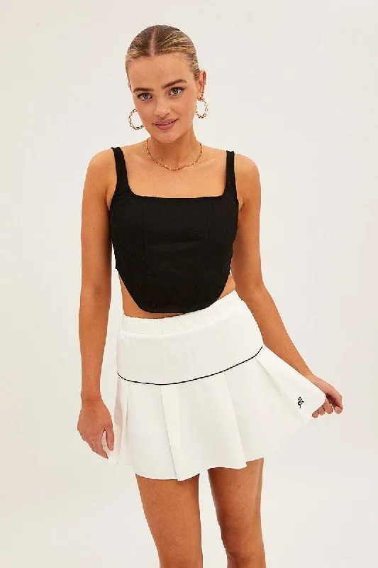 Women's Evening Wear Outfit White Pleated Tennis Mini Skort Skirt