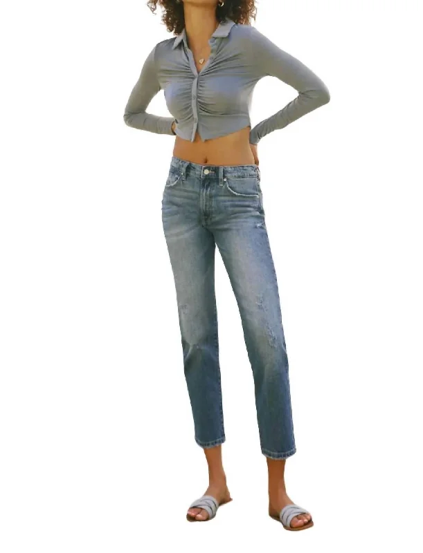 Women's Clothing Stores High Rise Slim Straight Jean In Medium Wash