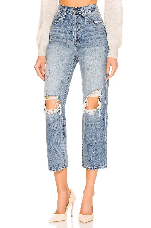 Cassie Super High Rise Straight Crop Jean In Blossom Distressed