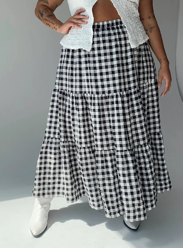 Women's Transitional Outfit Hale Midi Skirt Black / White Curve