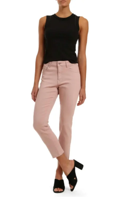 Viola Raw Ankle Straight Leg Jeans In Pale Pink