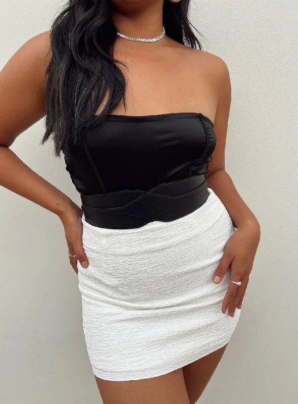 Workwear Fashion for Women Selby Textured Mini Skirt White