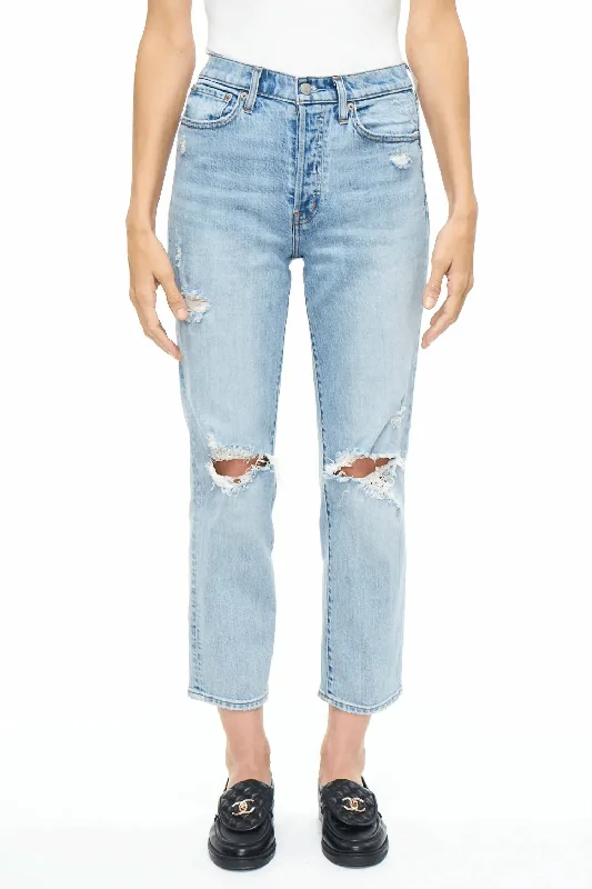 Charlie High Rise Straight Jean In Bali Distressed