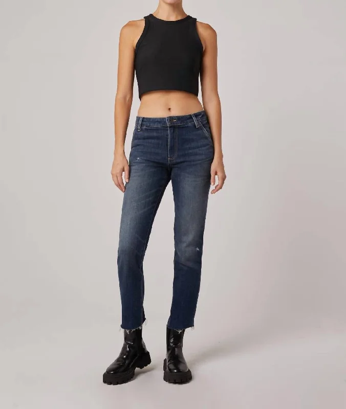 Women's High-Fashion Clothes Charlie High Rise Utility Straight Jeans In Dark Newbury Wash
