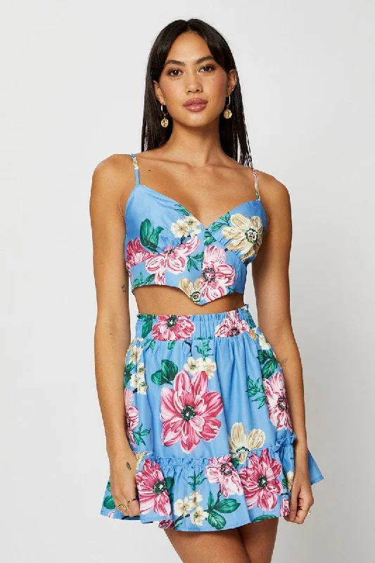 Women's Occasion Wear Clothing Print Skater Mini Skirt