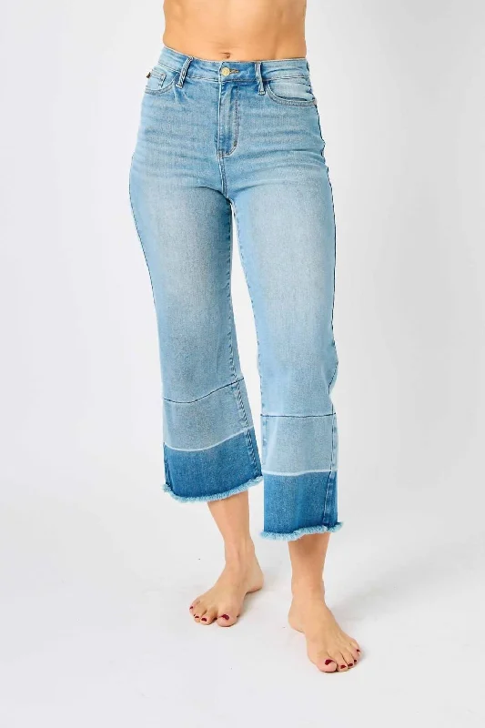 Release Hem Wide Crop Jean In Light Wash