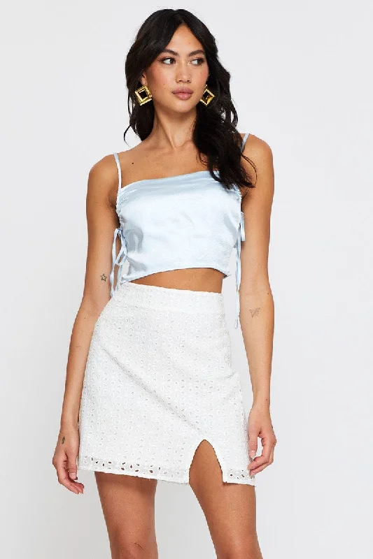 Charming Everyday Clothing For Women White Mini Skirt High Rise