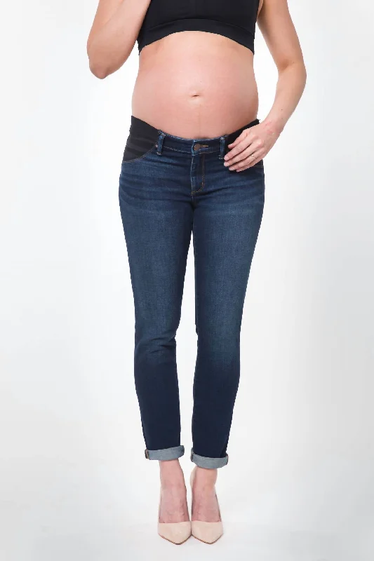 Latest Fashion for Women Chelsea Maternity Denim Ankle Jeans Under The Belly Side Panel In Dark Wash