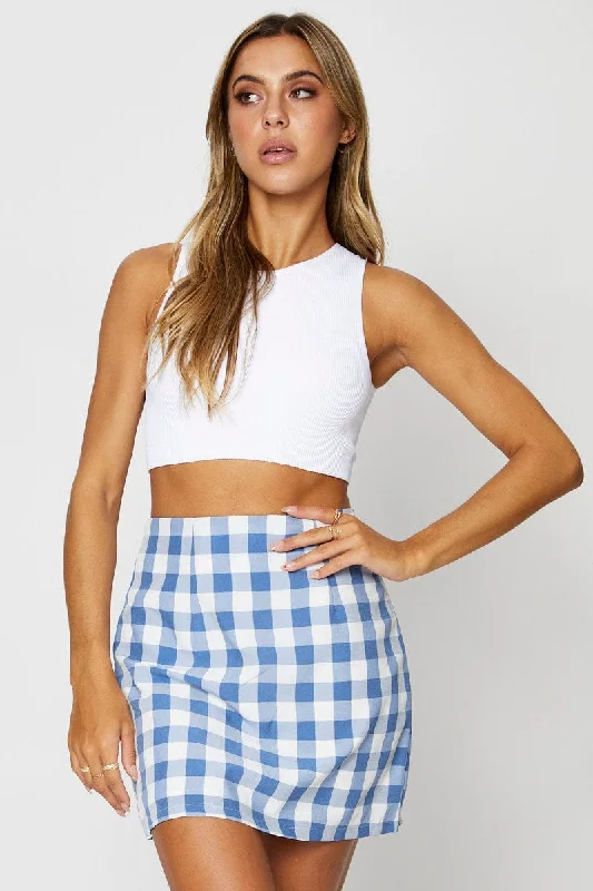 Clothing Sales Check Mini Skirt High Rise