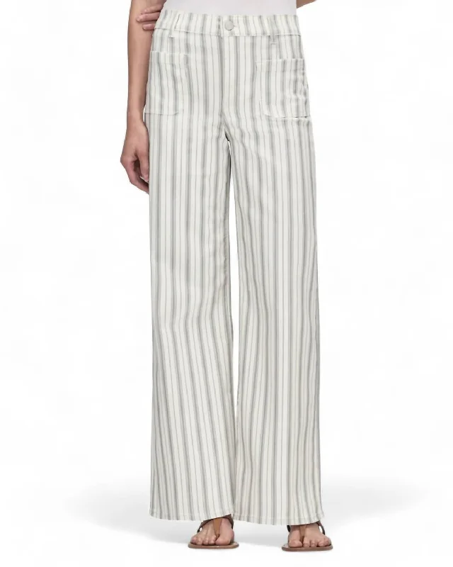 Le Palazzo Stripe Crop Jean In Sage