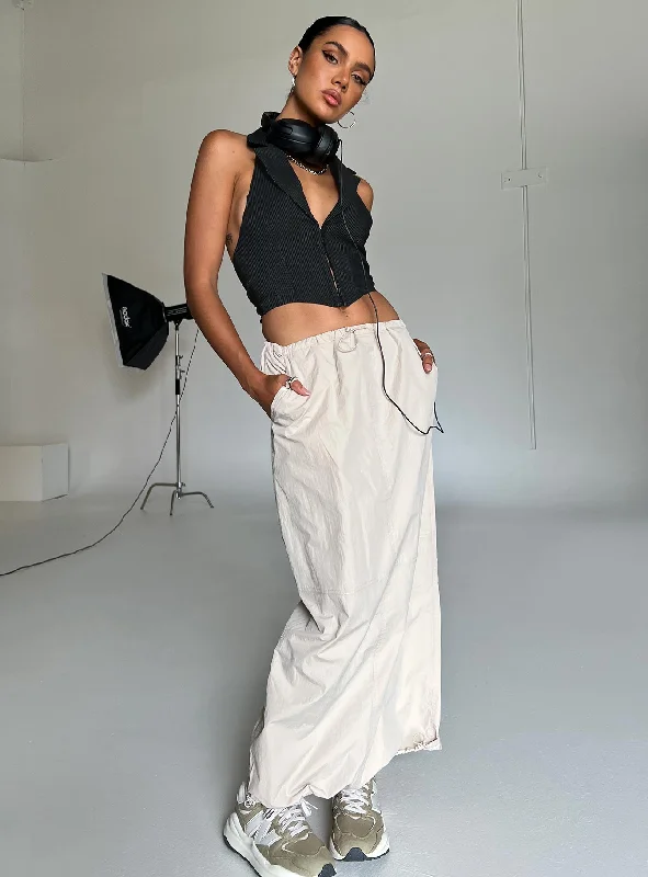 Women's Vacation Clothes Crosswalk Maxi Skirt Beige