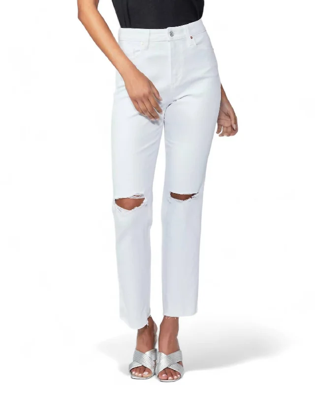 Noella High Rise Jean In Soft Ecru Destructed