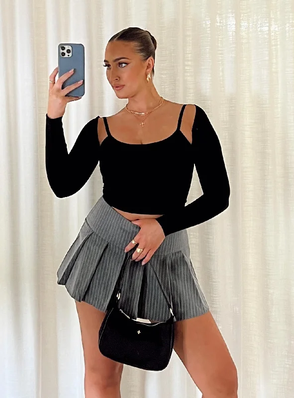 Women's Luxury Garments Motel Senona Skirt Pinstripe Grey
