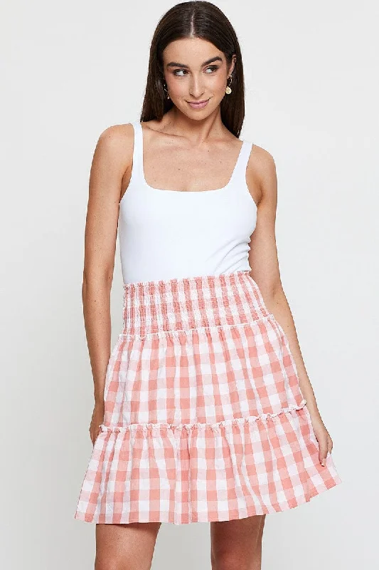 Latest Fashion for Women Check Flare Skirt Mini High Rise