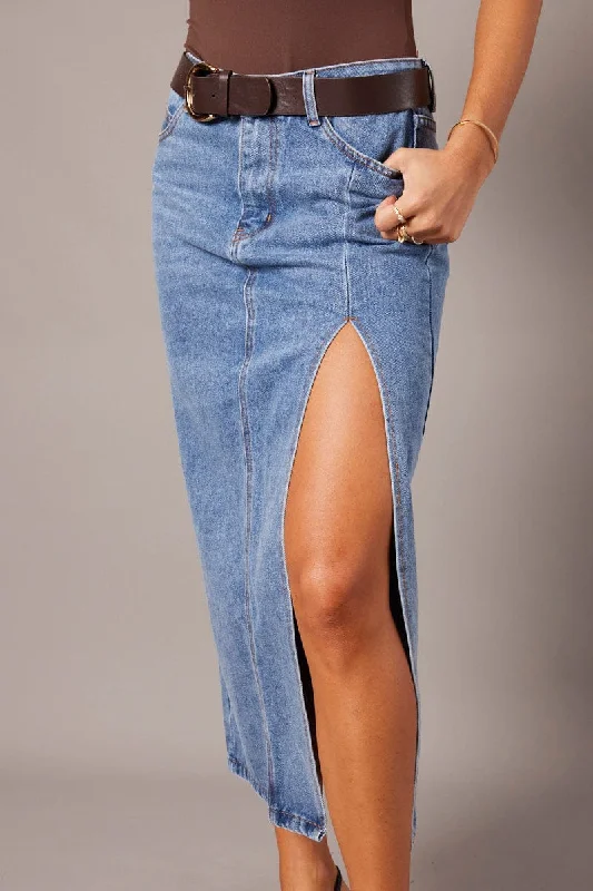 Denim Maxi Skirt Denim Pencil Slit