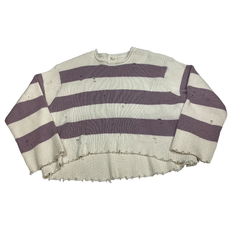 Sweater By Twenty Ten In Cream & Purple, Size: M