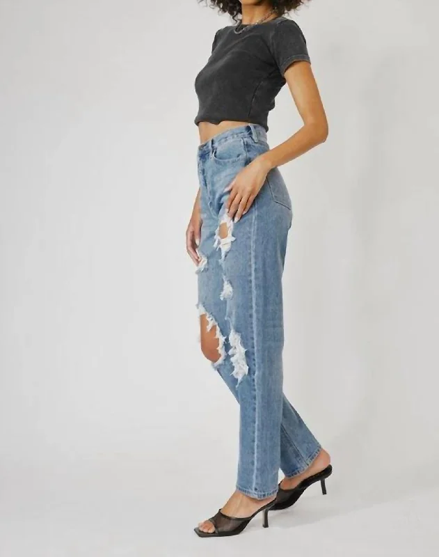Stylish Women's Outfit Vintage 90's Straight Leg In Dark Wash