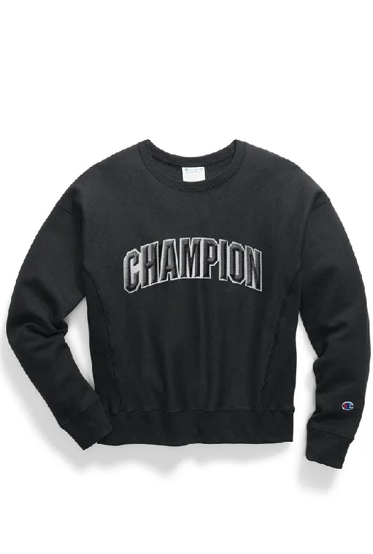 Online Boutiques Clothing Champion Reverse Weave Women's Crew, Floss Stitch Arch Logo