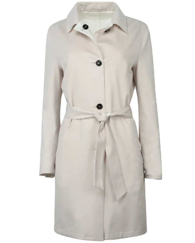 Women's Active Garments For Workouts Beige Button Front Coat