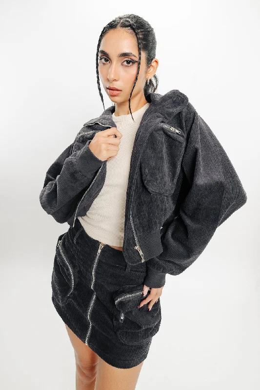 Chic Women's Clothing for Date Nights Corduroy Cargo Jacket