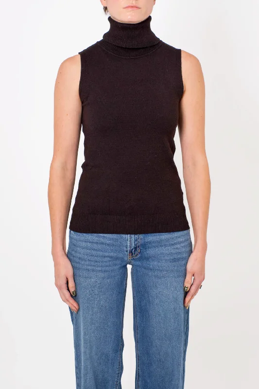 VIP Member Discount Layering Turtleneck Tank in Black