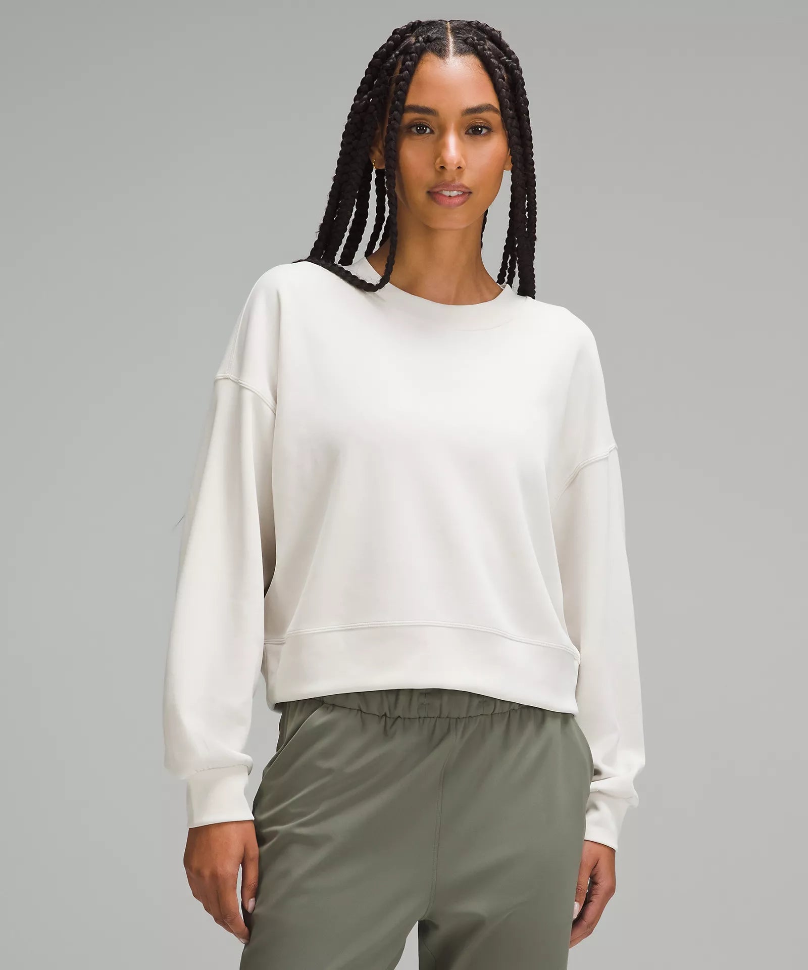 Exclusive Online Sale Softstreme Perfectly Oversized Cropped Crew | White Opal