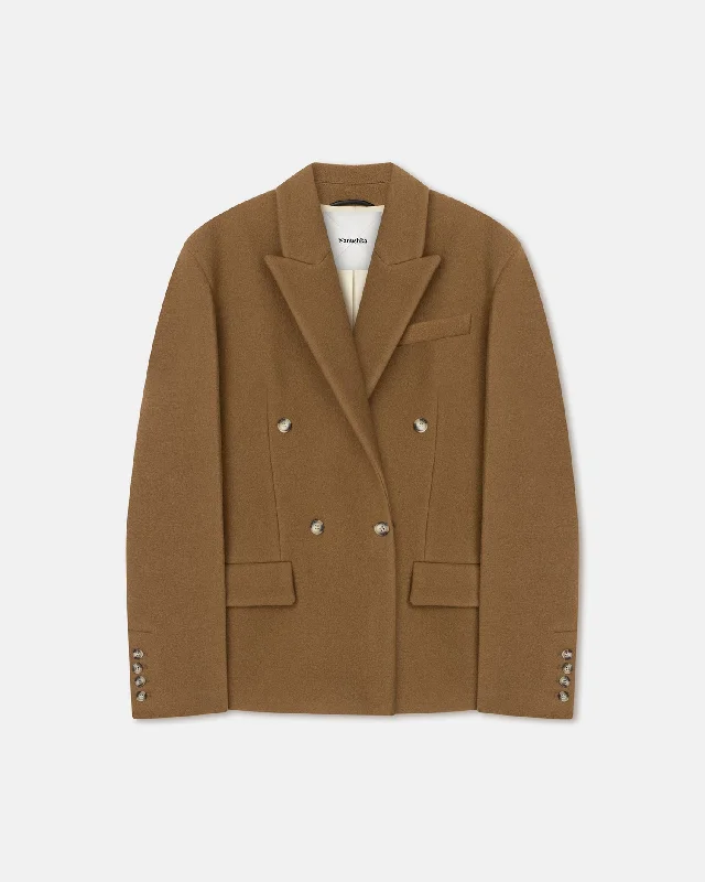 Women's Formal Apparel Pacey - Cinched-Waist Felted Wool Blazer - Walnut
