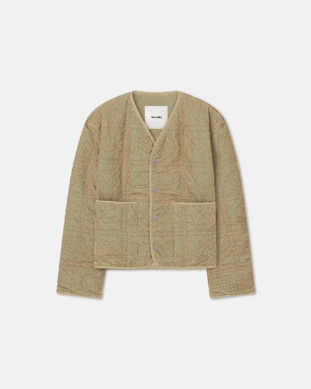Women's Resort Garments Adara - Quilted Tech-Velvet Jacket - Iridescent Khaki