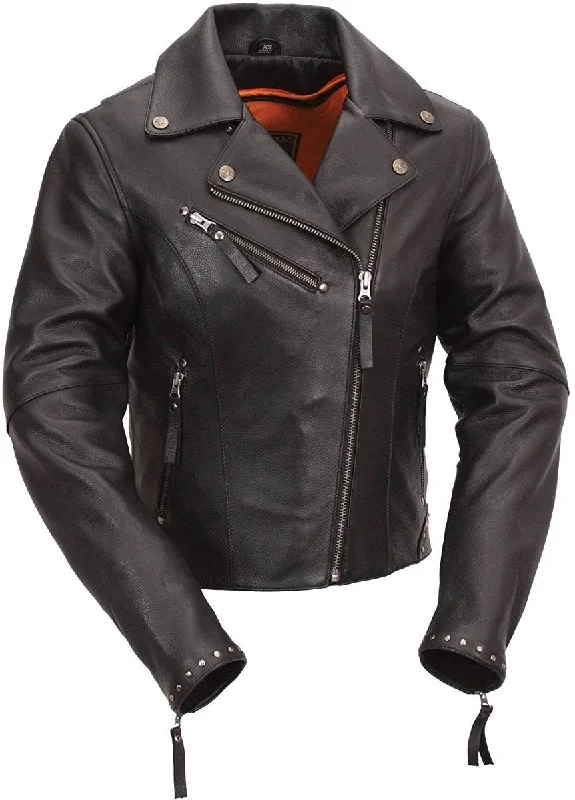 Discount Price First Manufacturing FIL159NOCZ Women's Black Scarlett Motorcycle Leather Jacket Discount Price First Manufacturing FIL159NOCZ Women's Black Scarlett Motorcycle Leather Jacket