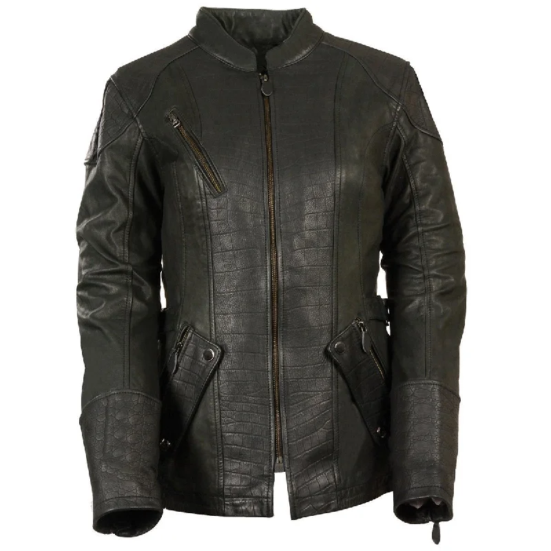 Women Clothing Milwaukee Leather MLL2560 Women's Black 3/4 Length Gator Embossed Leather Jacket Women Clothing Milwaukee Leather MLL2560 Women's Black 3/4 Length Gator Embossed Leather Jacket