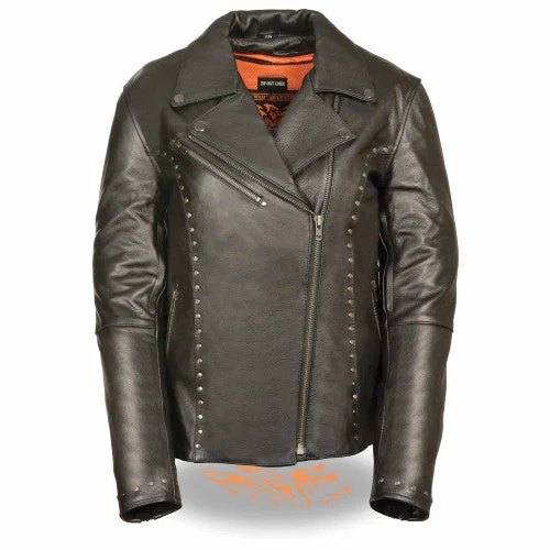 Online Shopping Boutiques Women's Leather Motorcycle Jacket with stud detail 1948