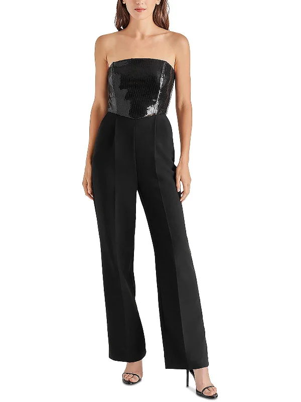 Fashionable Women's Clothing Riki Womens Sequin Strapless Jumpsuit