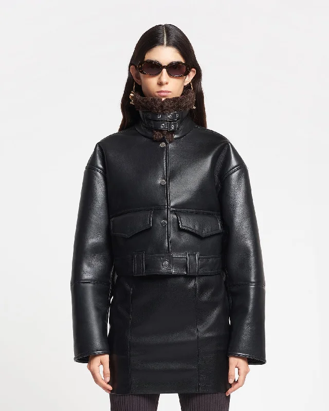 Affordable Luxury Women's Apparel Karla - Regenerated Leather Jacket - Black Brown Affordable Luxury Women's Apparel Karla - Regenerated Leather Jacket - Black Brown