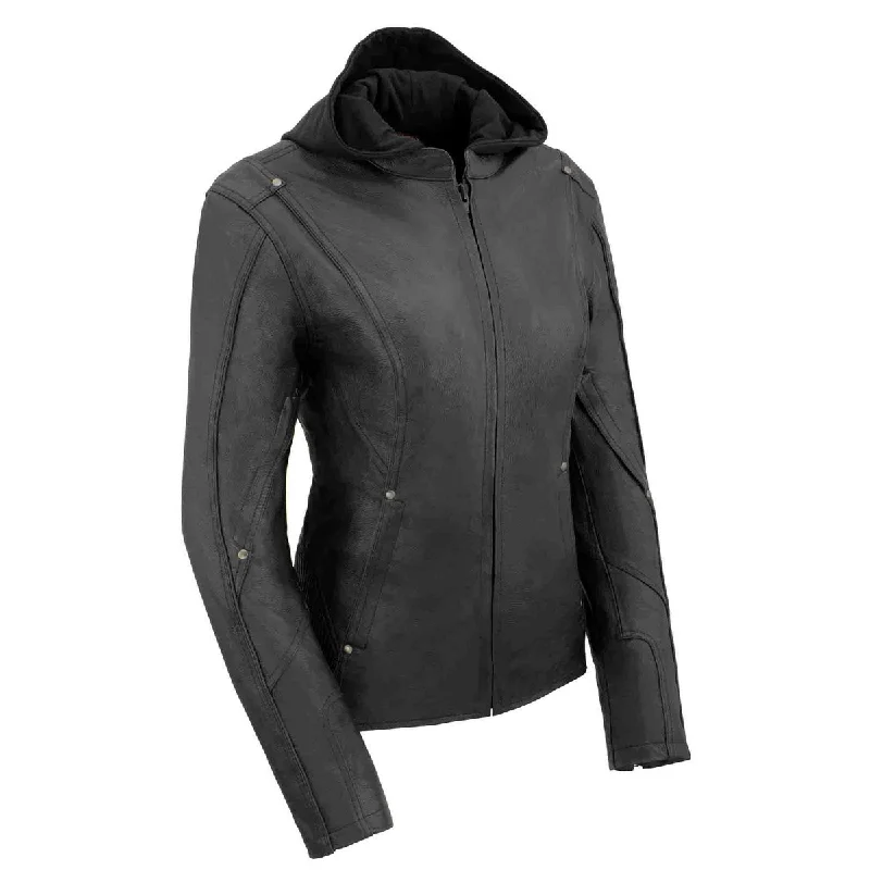 Outfits For Women Milwaukee Leather MLL2555 Women's Black 3/4 Hooded Leather Jacket with Side Stretch Outfits For Women Milwaukee Leather MLL2555 Women's Black 3/4 Hooded Leather Jacket with Side Stretch