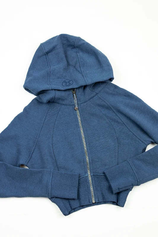 Clothes Of Woman Scuba Full Zip Cropped Hoodie | Heathered Oasis Blue
