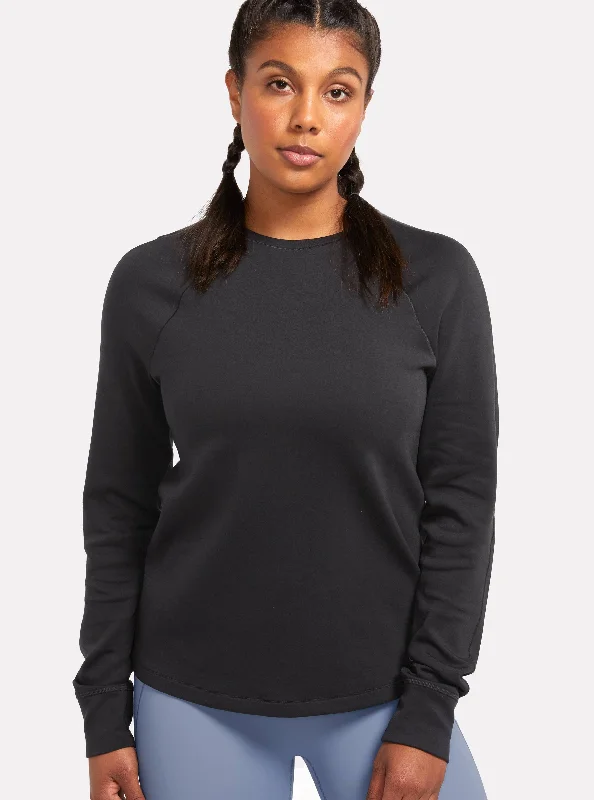 Women's Chic Outerwear Garments ALRN Raglan Thermal Crew - Black