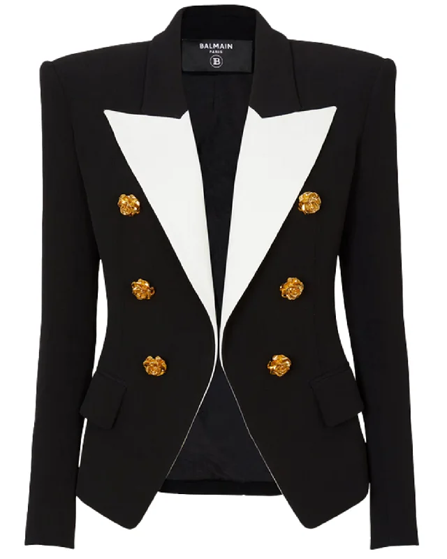 Clothing Online Noir and Blanc Satin Lapel Button Jacket