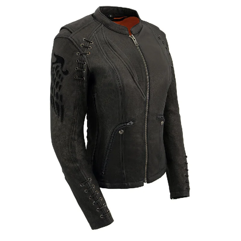Online Boutiques Clothing Milwaukee Leather MLL2535 Women's Black Leather Lightweight Scuba Racer Jacket Online Boutiques Clothing Milwaukee Leather MLL2535 Women's Black Leather Lightweight Scuba Racer Jacket