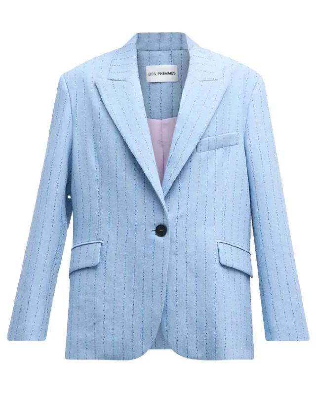 Women's Athleisure Apparel Dust Blue Oversized Blazer