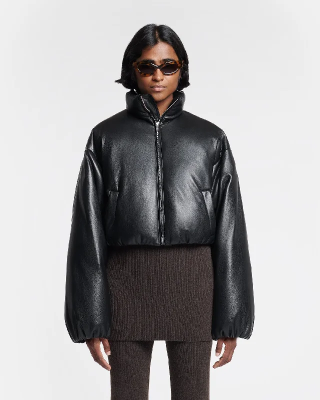 Timeless Women's Garments Lilima - Cropped Okobor™ Alt-Leather Puffer Jacket - Black Timeless Women's Garments Lilima - Cropped Okobor™ Alt-Leather Puffer Jacket - Black