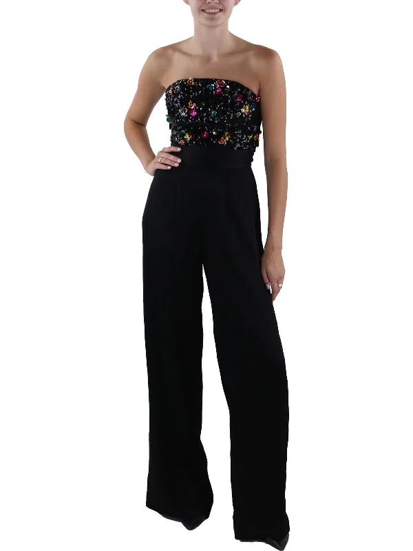 Women's High Street Fashion Johanna Womens Sequined Strapless Jumpsuit