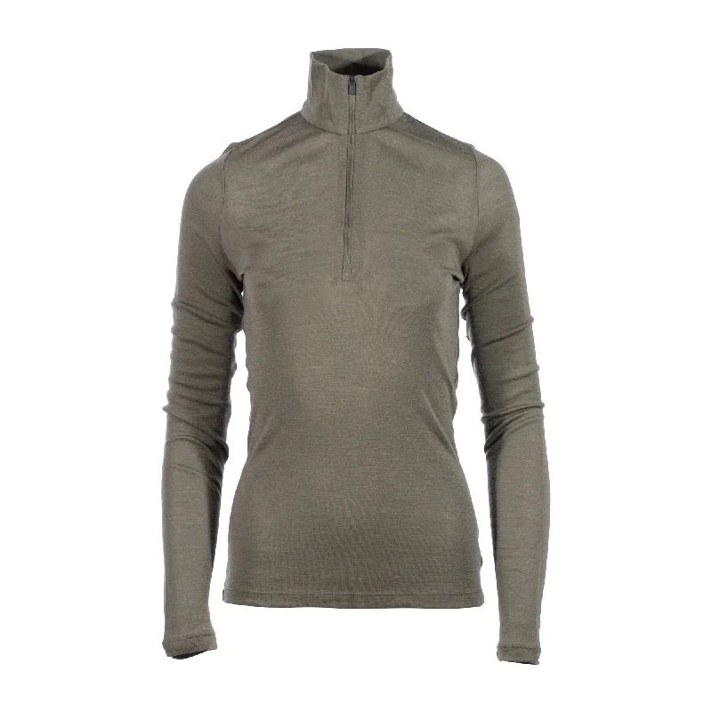 Classic Women's Clothing Styles Ladies Long Arm Shirt Merino Everyday Half Zip