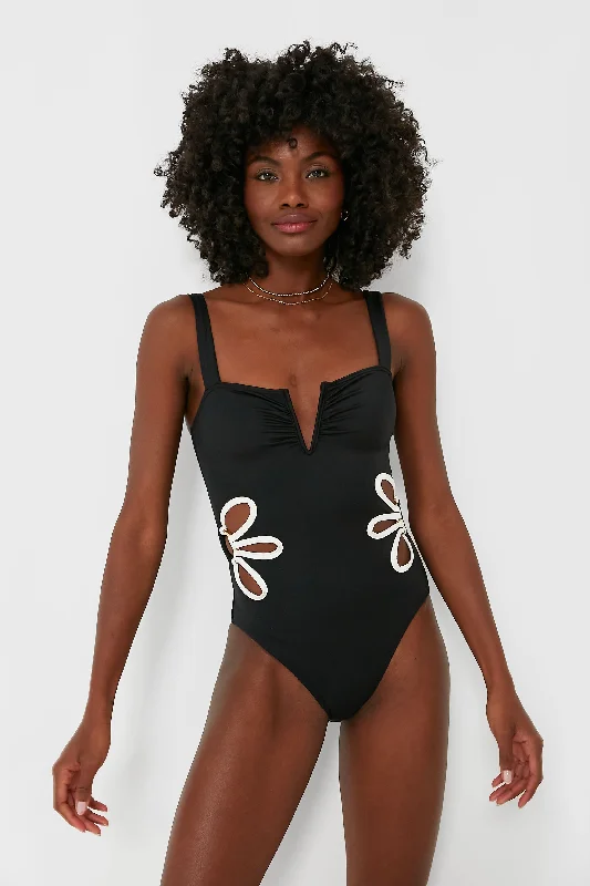 Casual Women's Clothing Black and Ivory Flora One Piece