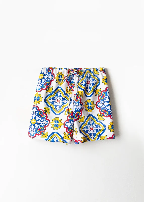 Classic Clothes For Women Spanish Tile Boys Shorts White