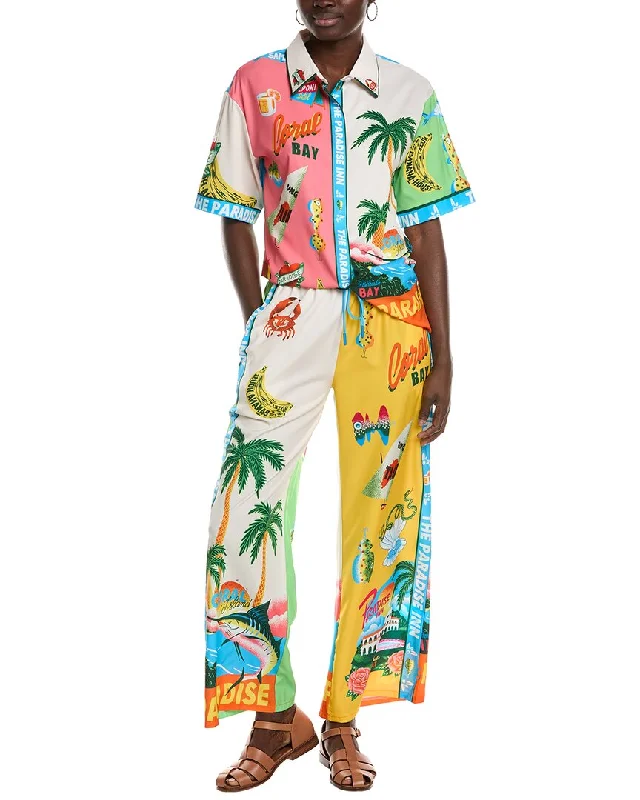 Women's Chic Outerwear Garments Lyra & Co 2pc Linen-Blend Top & Pant Set