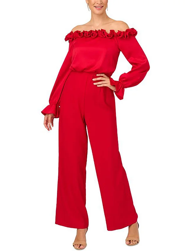 Stylish Loungewear for Women Womens Satin Off-The-Shoulder Jumpsuit