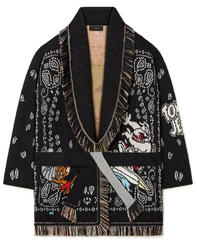 Clothing Online Black Jacquard Tom & Jerry Bandana Cardigan