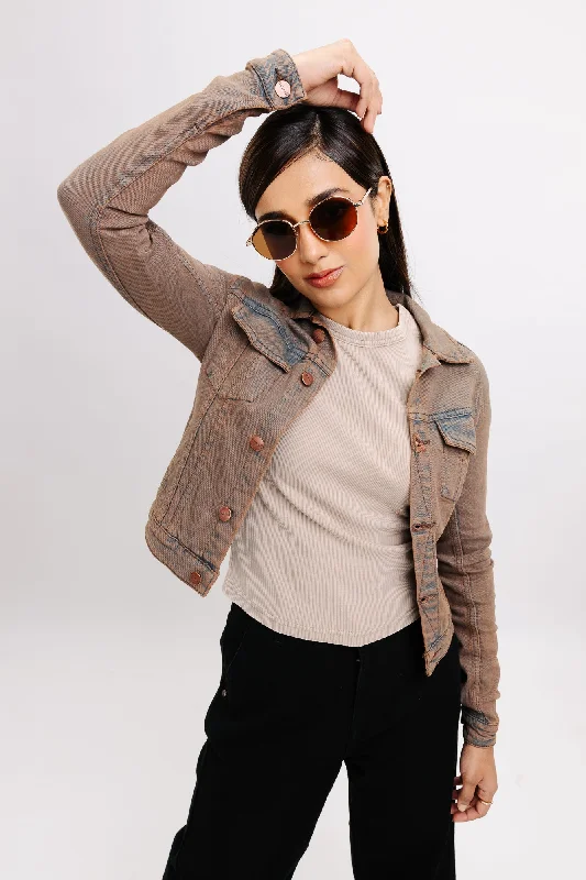 Brown Play Stretch Denim Jacket