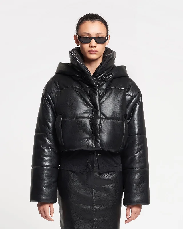 Women's Athleisure Apparel Aveline - Okobor™ Alt-Leather Jacket - Black