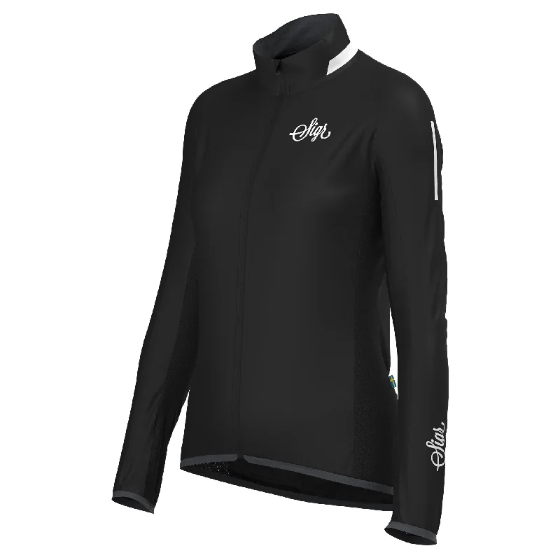 Women's Evening Wear Outfit Treriksröset Black Women's Cycling Wind/Pack Jacket